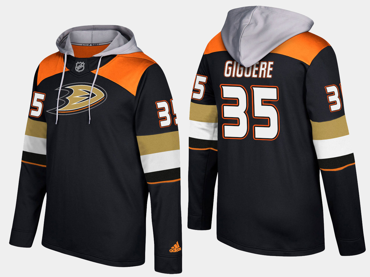 Men NHL Anaheim ducks #35 retired jean sebastien giguere black hoodie